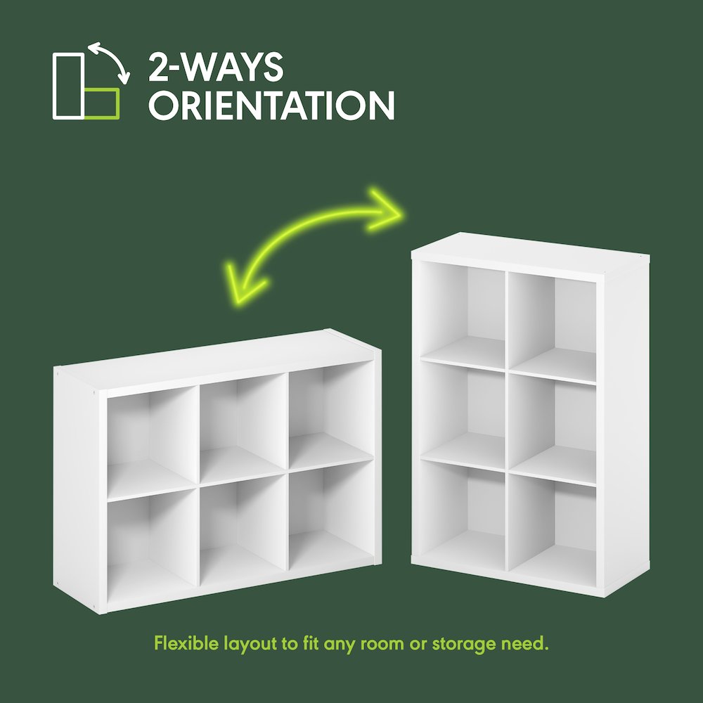CUBICLE Book Shelf, 6-Cube, Extra Thick Frame, White. Picture 8