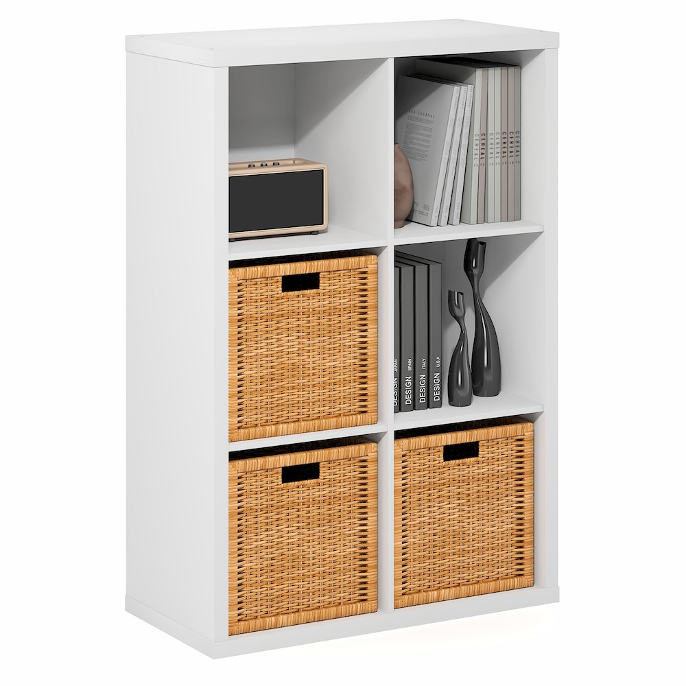 CUBICLE Book Shelf, 6-Cube, Extra Thick Frame, White. Picture 1
