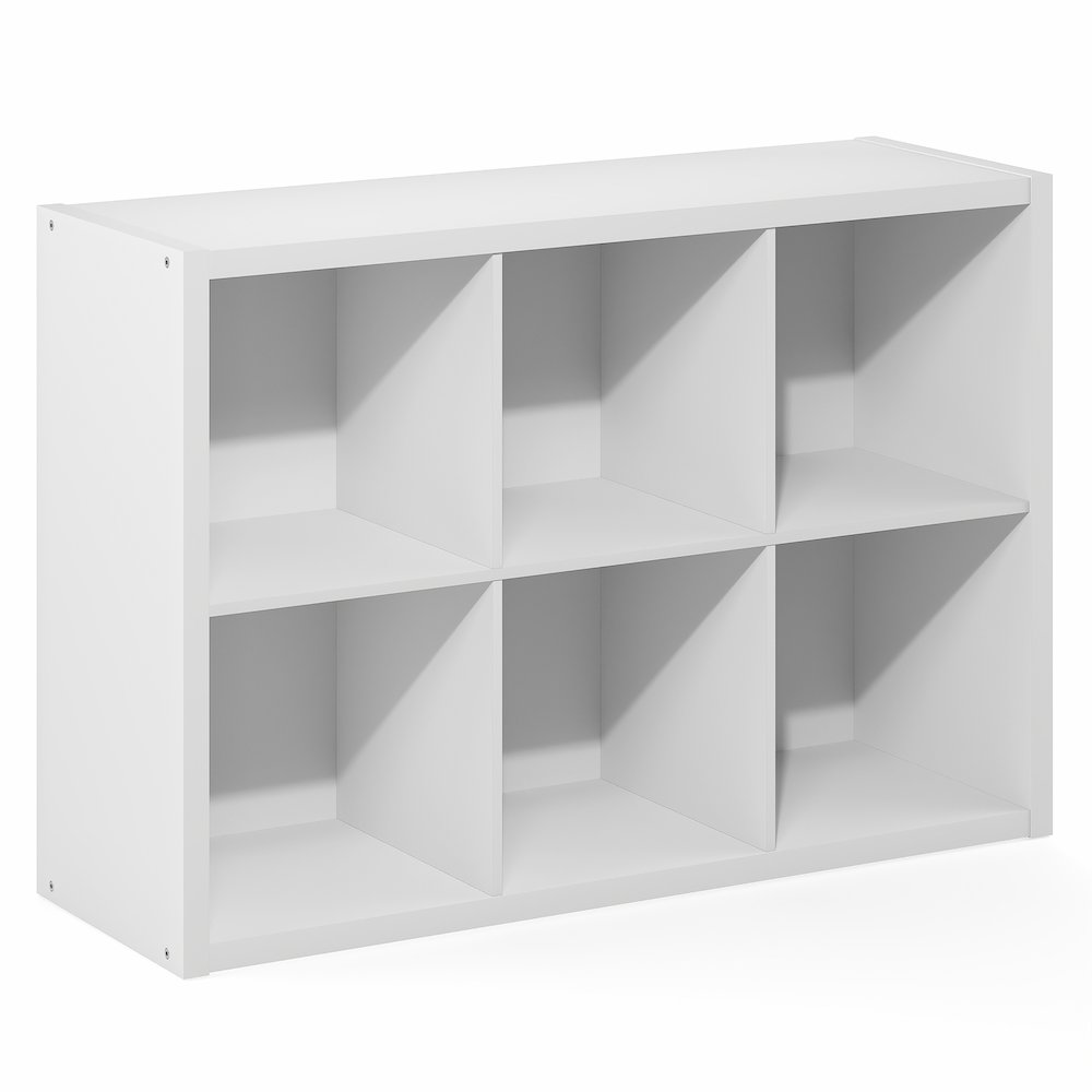 CUBICLE Book Shelf, 6-Cube, Extra Thick Frame, White. Picture 5