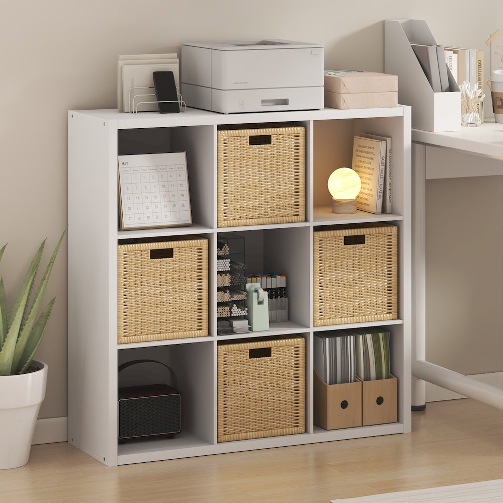 CUBICLE Book Shelf, 9-Cube, Extra Thick Frame, White. Picture 2
