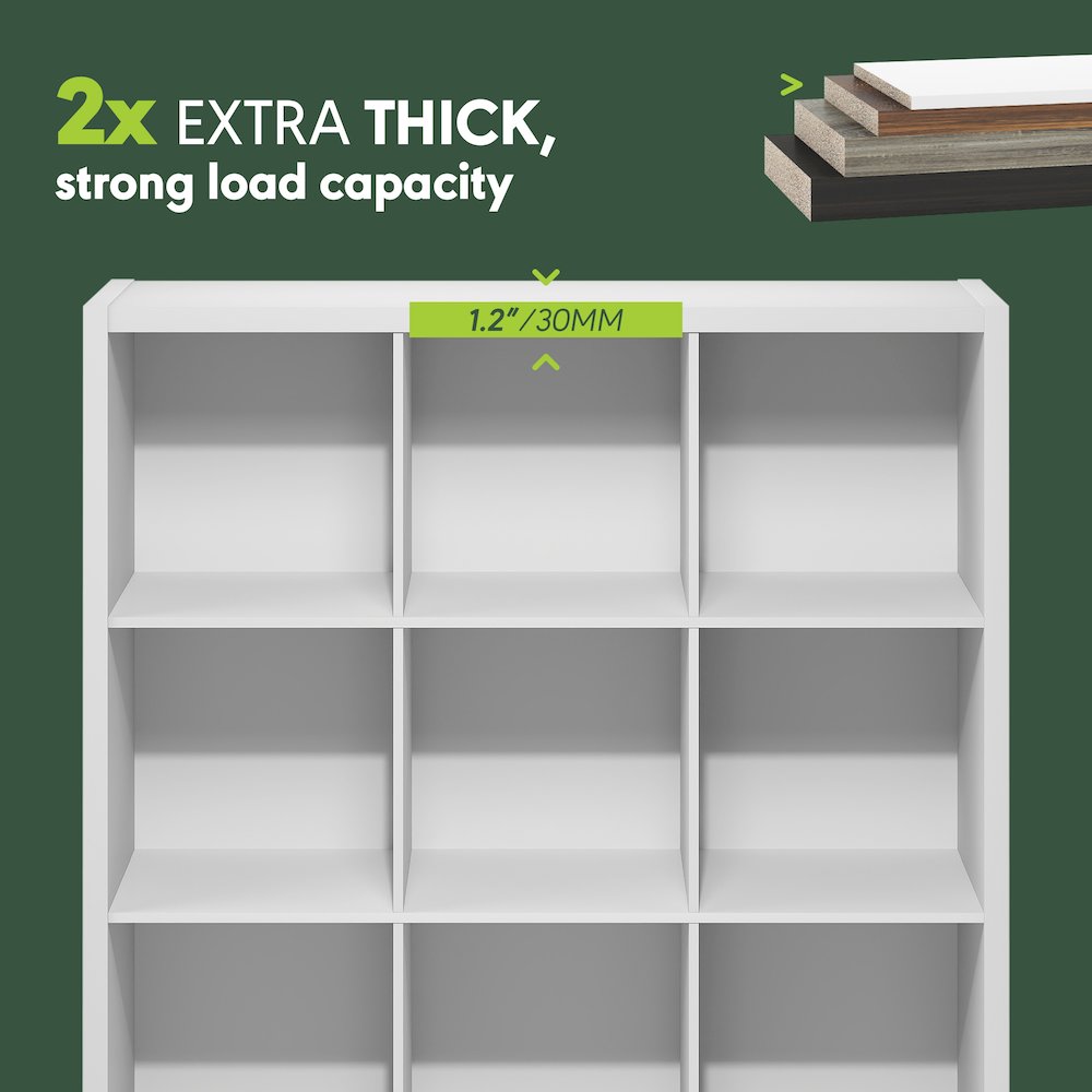 CUBICLE Book Shelf, 9-Cube, Extra Thick Frame, White. Picture 4