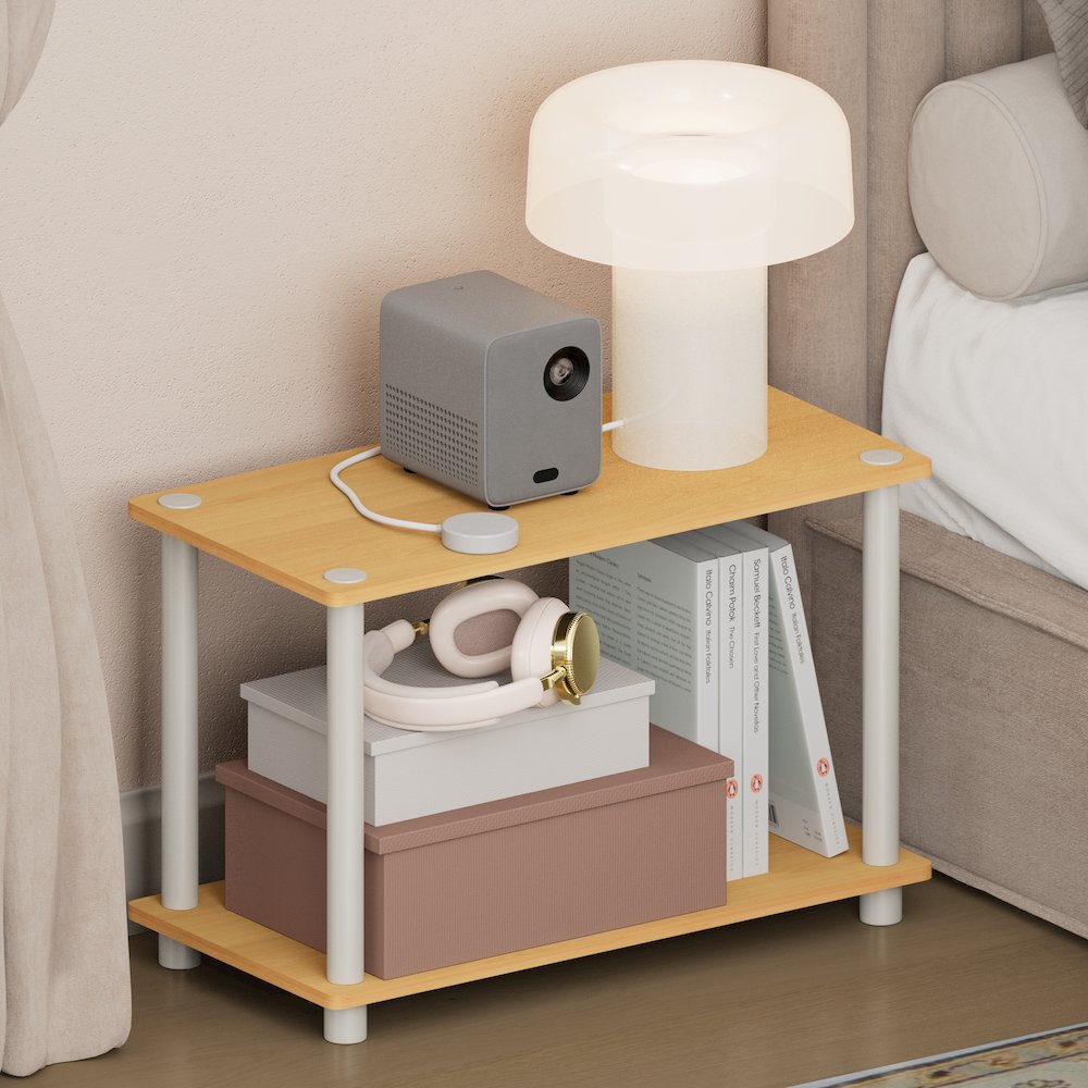 TURN-N-TUBE Night Stand, Rectangle Nightstand with Open Shelf, Beech. Picture 4