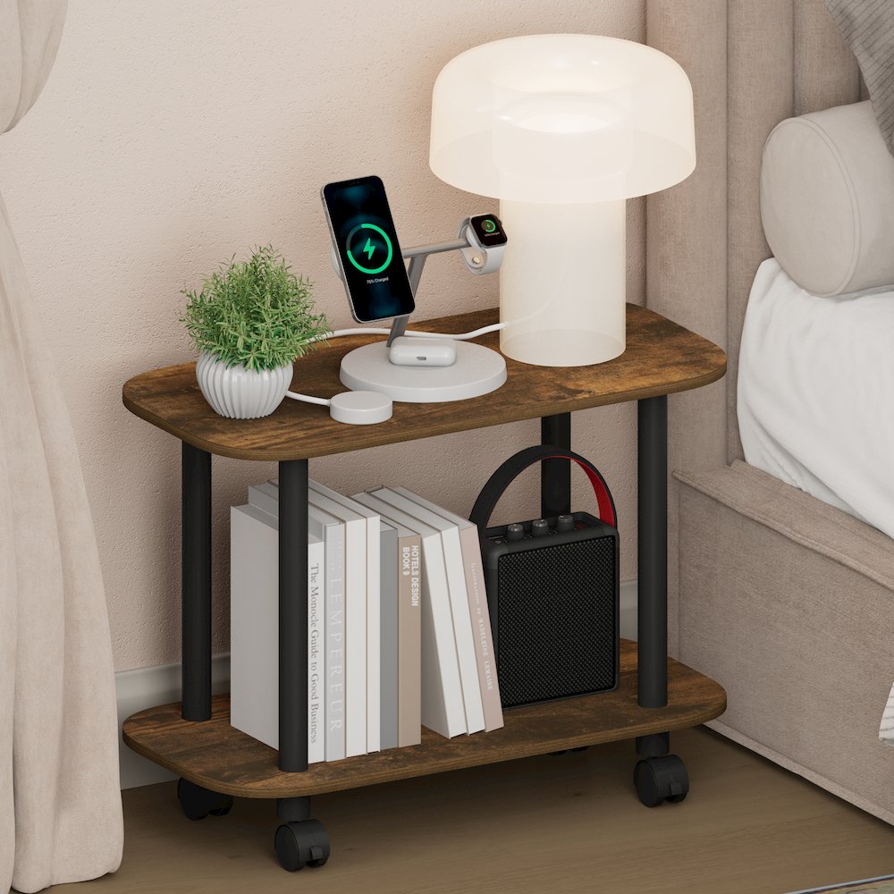 TURN-N-TUBE Night Stand, 2-Tier Oval, End Table, Amber Pine. Picture 4