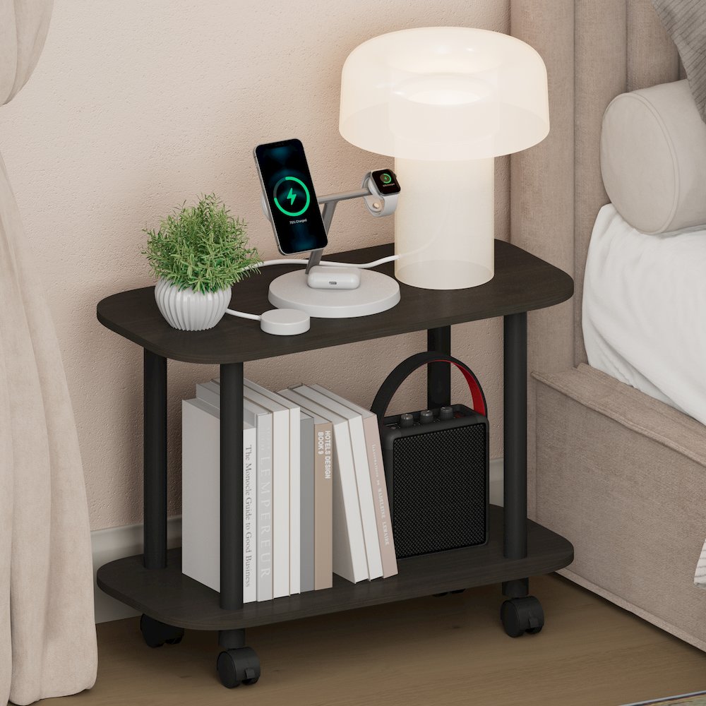 TURN-N-TUBE Night Stand, 2-Tier Oval, End Table, Espresso. Picture 4