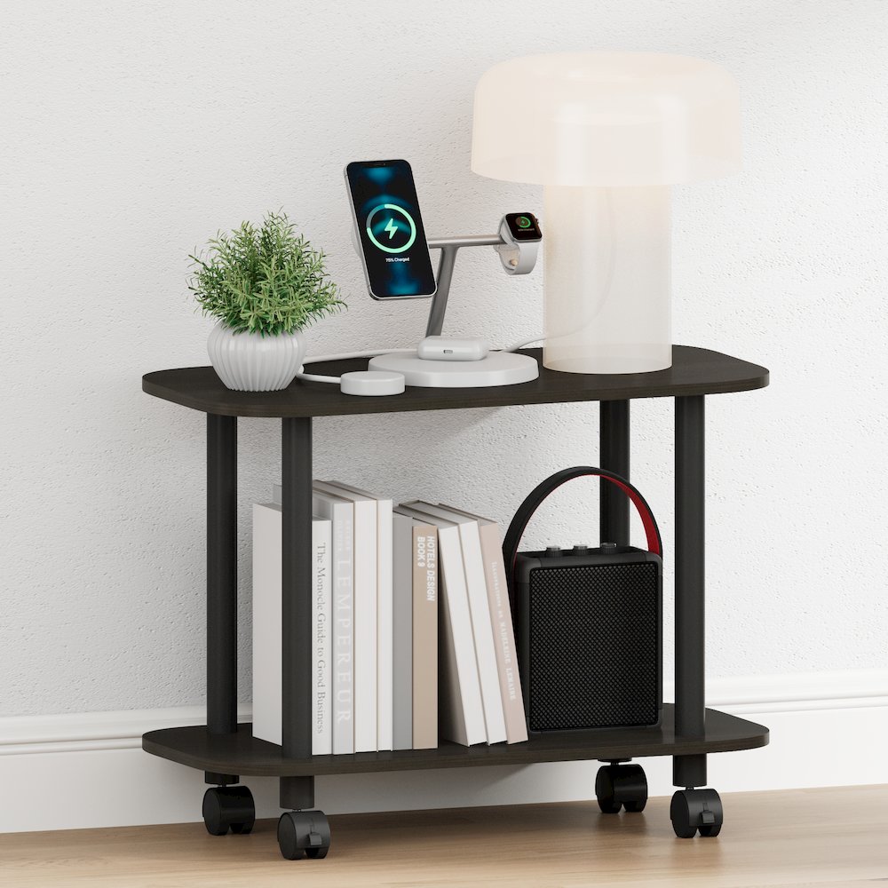 TURN-N-TUBE Night Stand, 2-Tier Oval, End Table, Espresso. Picture 2