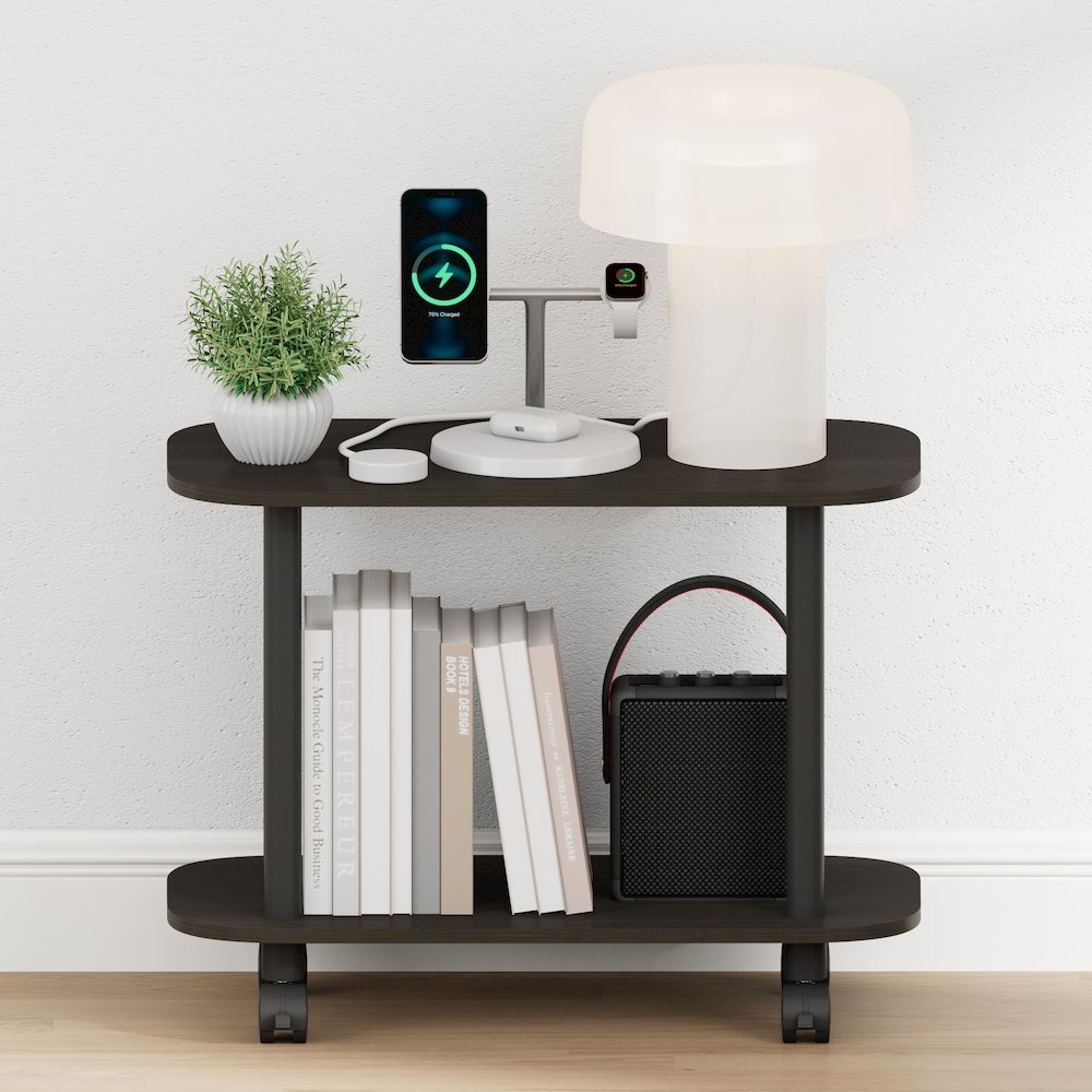 TURN-N-TUBE Night Stand, 2-Tier Oval, End Table, Espresso. Picture 6