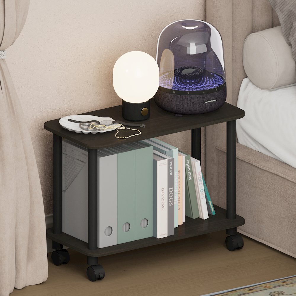 TURN-N-TUBE Night Stand, 2-Tier Rectangle, End Table, Espresso. Picture 4