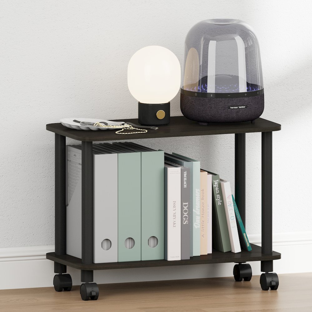 TURN-N-TUBE Night Stand, 2-Tier Rectangle, End Table, Espresso. Picture 2