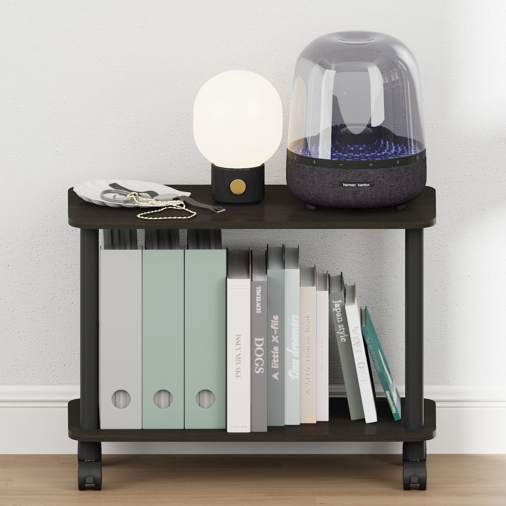 TURN-N-TUBE Night Stand, 2-Tier Rectangle, End Table, Espresso. Picture 6
