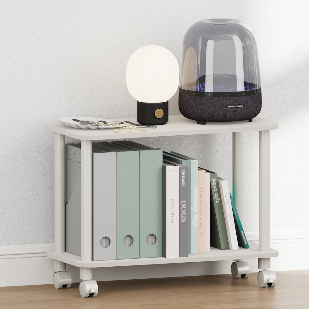 TURN-N-TUBE Night Stand, 2-Tier Rectangle, End Table, White. Picture 2