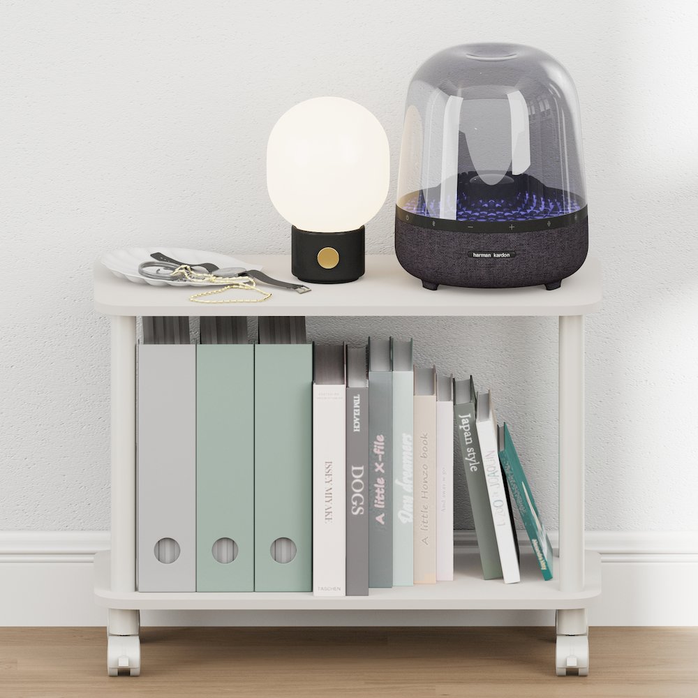 TURN-N-TUBE Night Stand, 2-Tier Rectangle, End Table, White. Picture 6