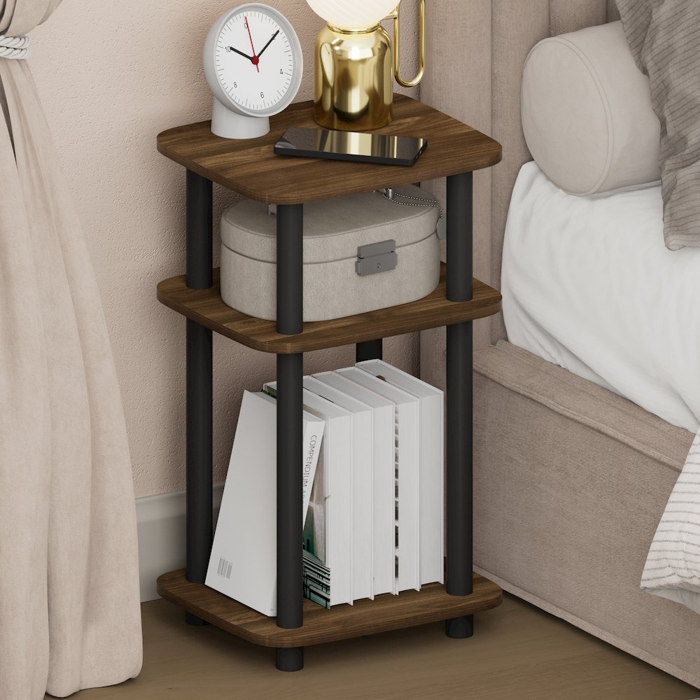JUST Night Stand, 3-Tier Turn-N-Tube, Columbia Walnut. Picture 4