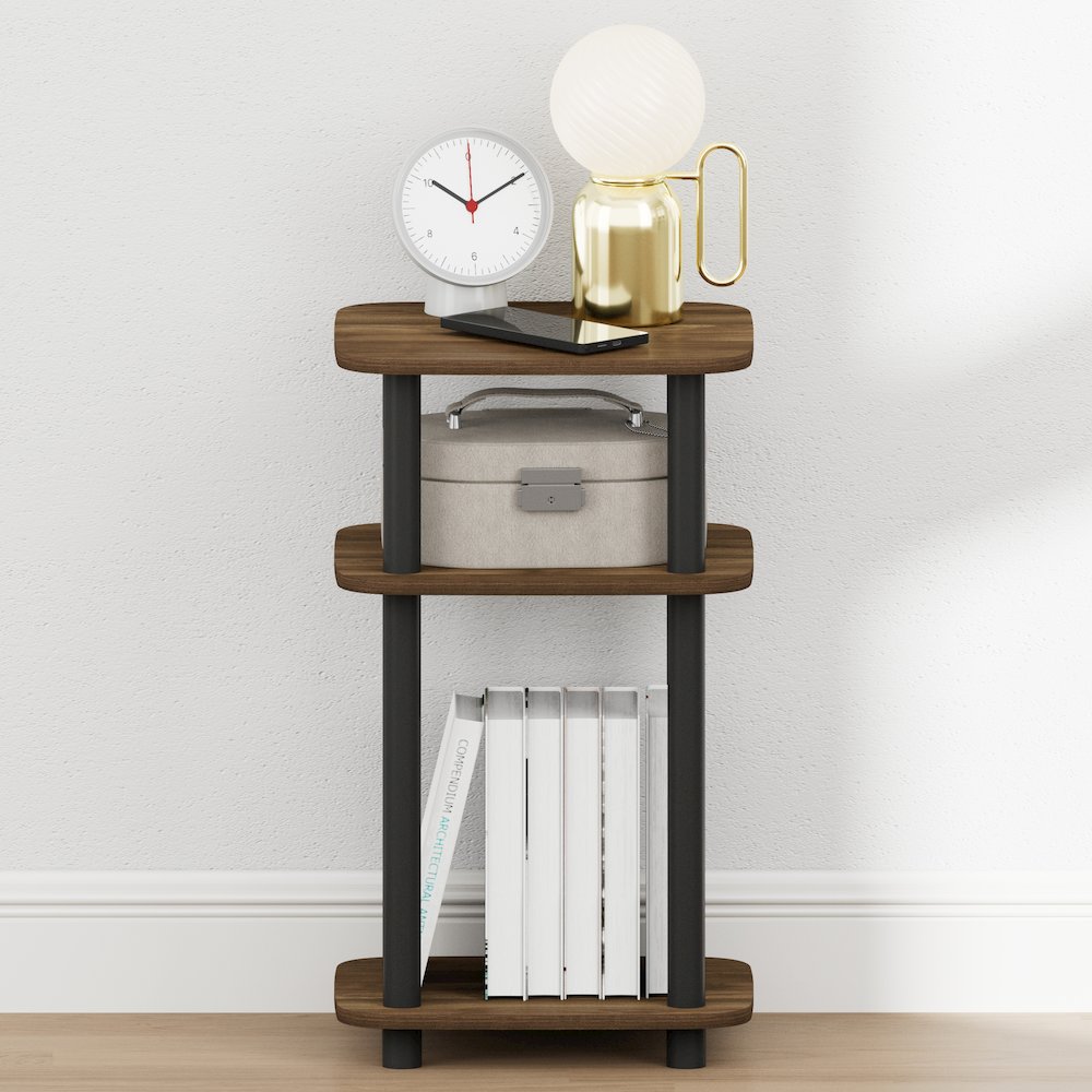 JUST Night Stand, 3-Tier Turn-N-Tube, Columbia Walnut. Picture 6