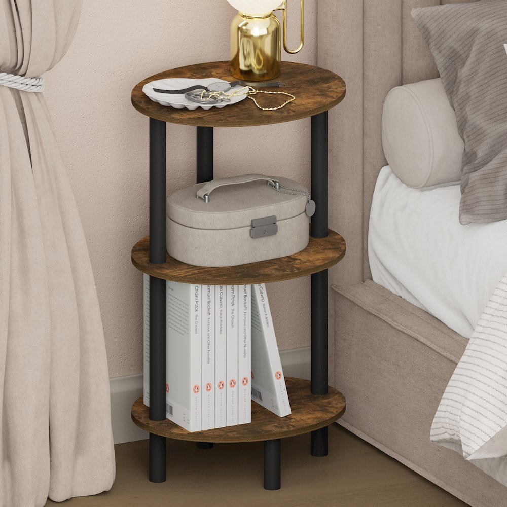 TURN-N-TUBE 3-Tier Oval Night Stand, Amber Pine. Picture 4