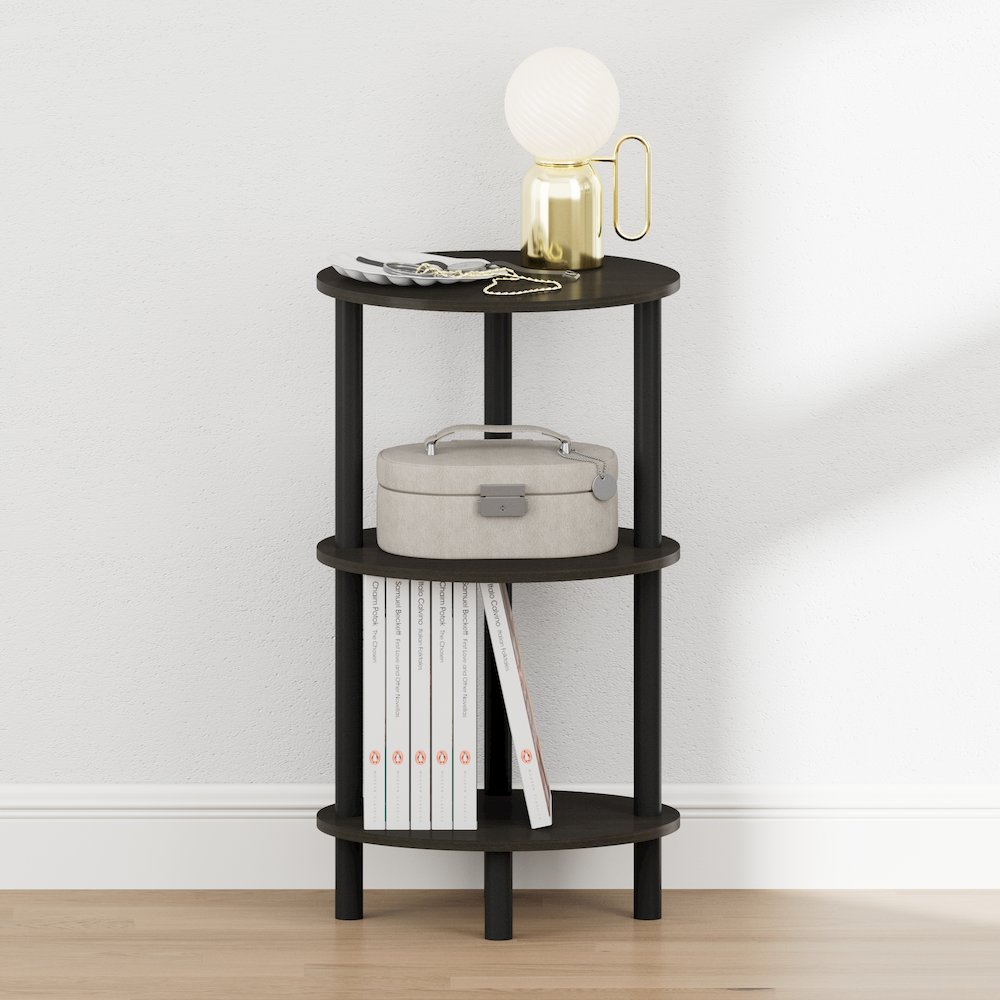 TURN-N-TUBE 3-Tier Oval Night Stand, Espresso. Picture 6