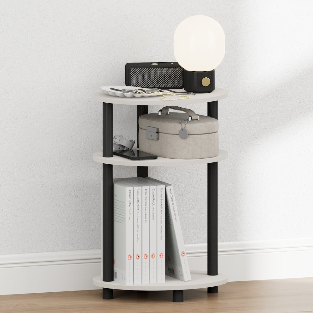 TURN-N-TUBE 3-Tier Oval Night Stand, Modern Compact Side Table, White. Picture 2