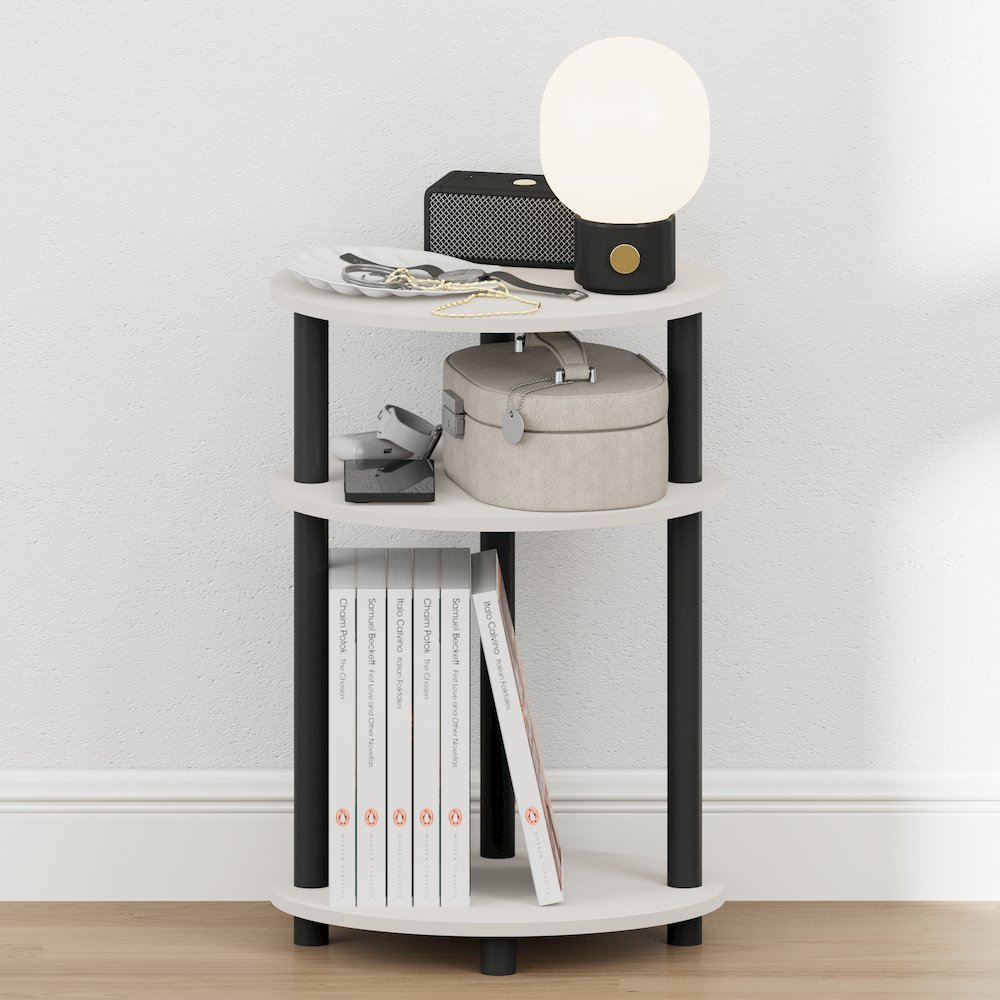 TURN-N-TUBE 3-Tier Oval Night Stand, Modern Compact Side Table, White. Picture 6