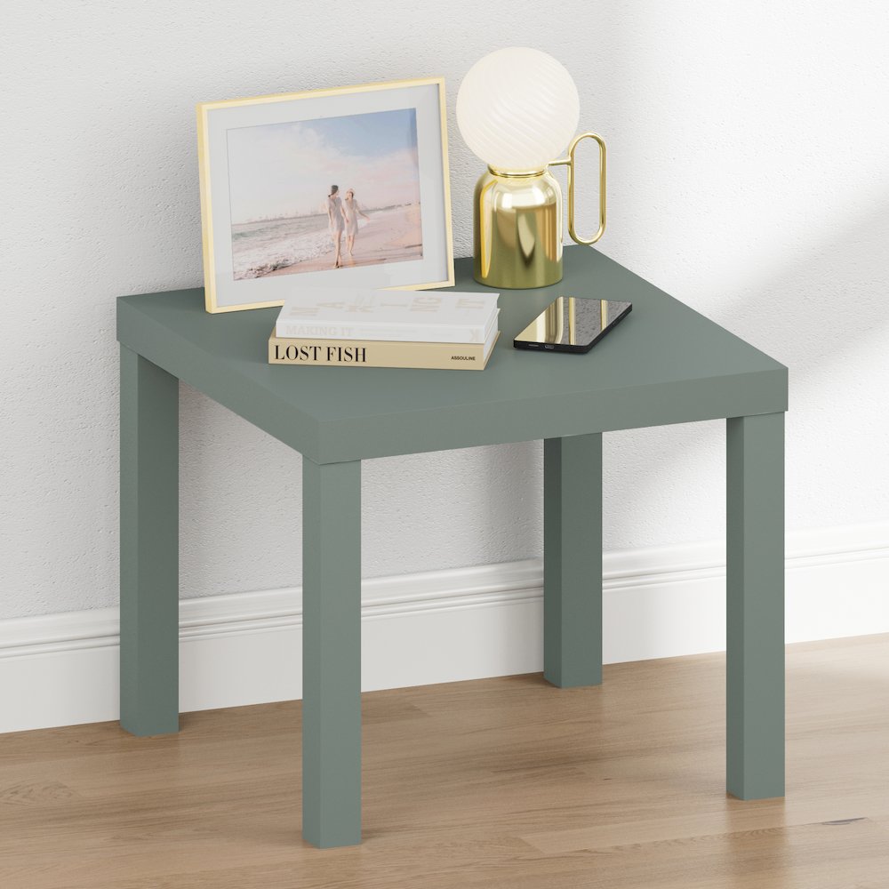 CLASSIC Night Stand, Square Nightstand, Thick Frame 4-leg Side Table, Sage Green. Picture 1
