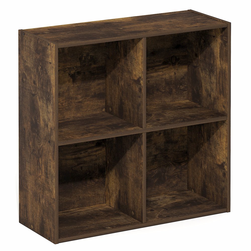 LUDER Book Shelf, 4-Cube Bookshelf, Bookcase with Open Shelves, Amber Pine. Picture 3