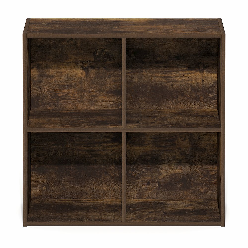 LUDER Book Shelf, 4-Cube Bookshelf, Bookcase with Open Shelves, Amber Pine. Picture 1