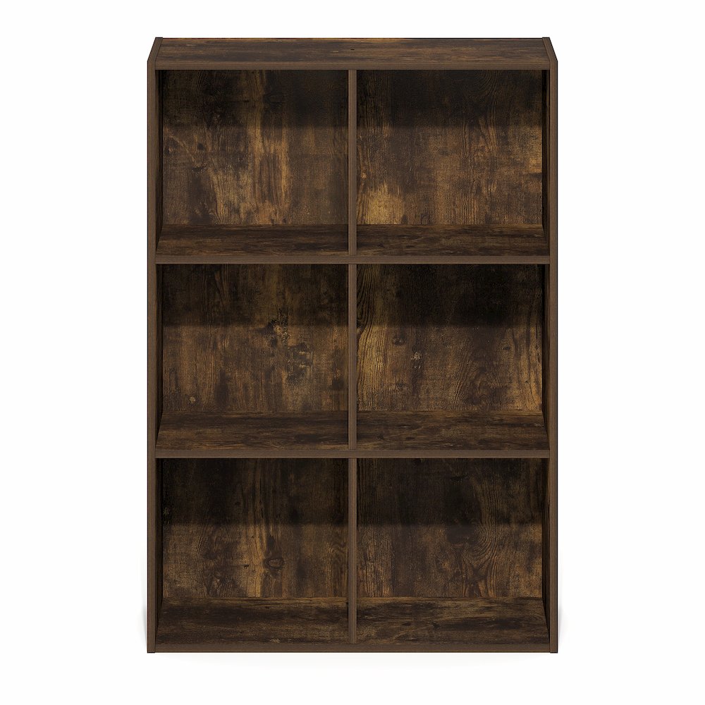 LUDER Book Shelf, 6-Cube Bookshelf, Bookcase with Open Shelves, Amber Pine. Picture 3