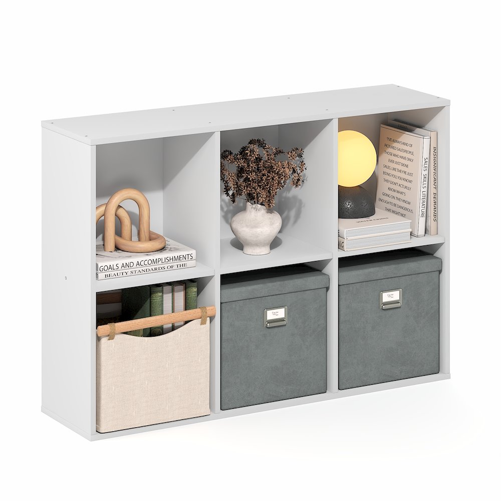 LUDER Book Shelf, 6-Cube Bookshelf, Bookcase with Open Shelves, White. Picture 5