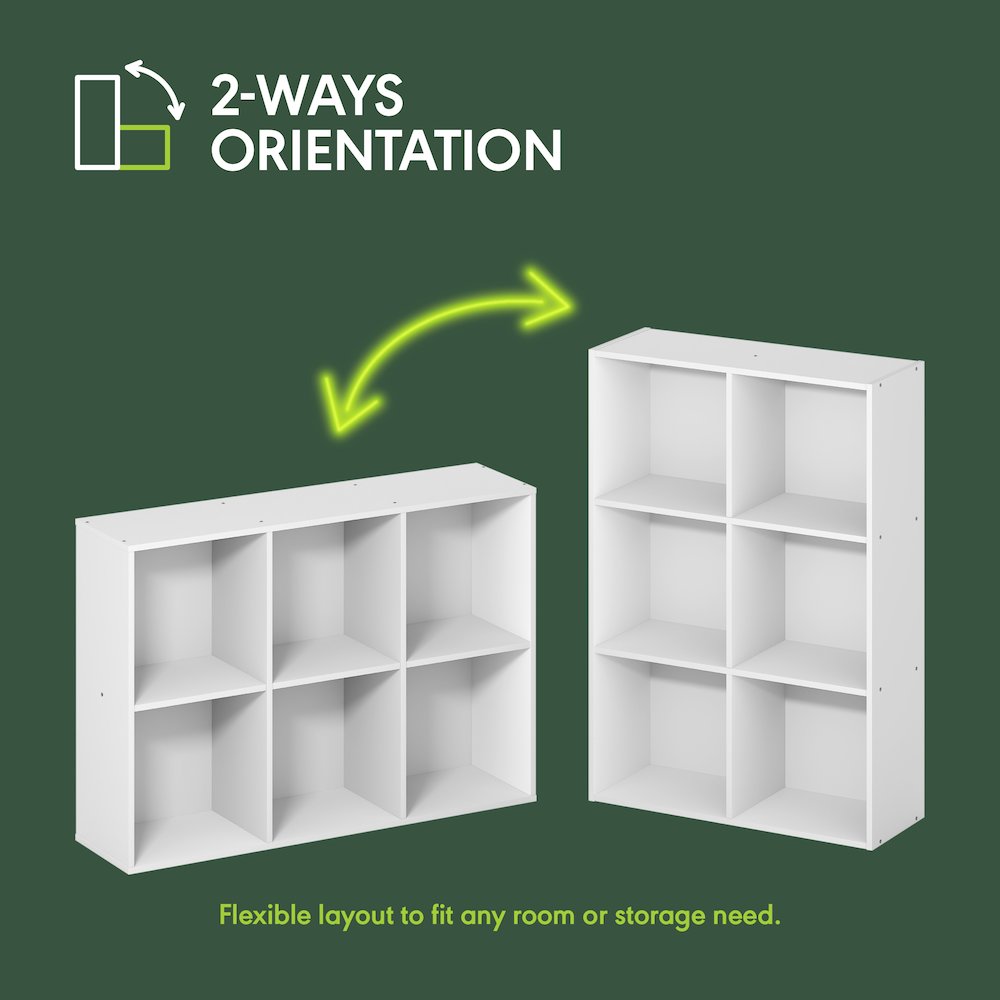 LUDER Book Shelf, 6-Cube Bookshelf, Bookcase with Open Shelves, White. Picture 6