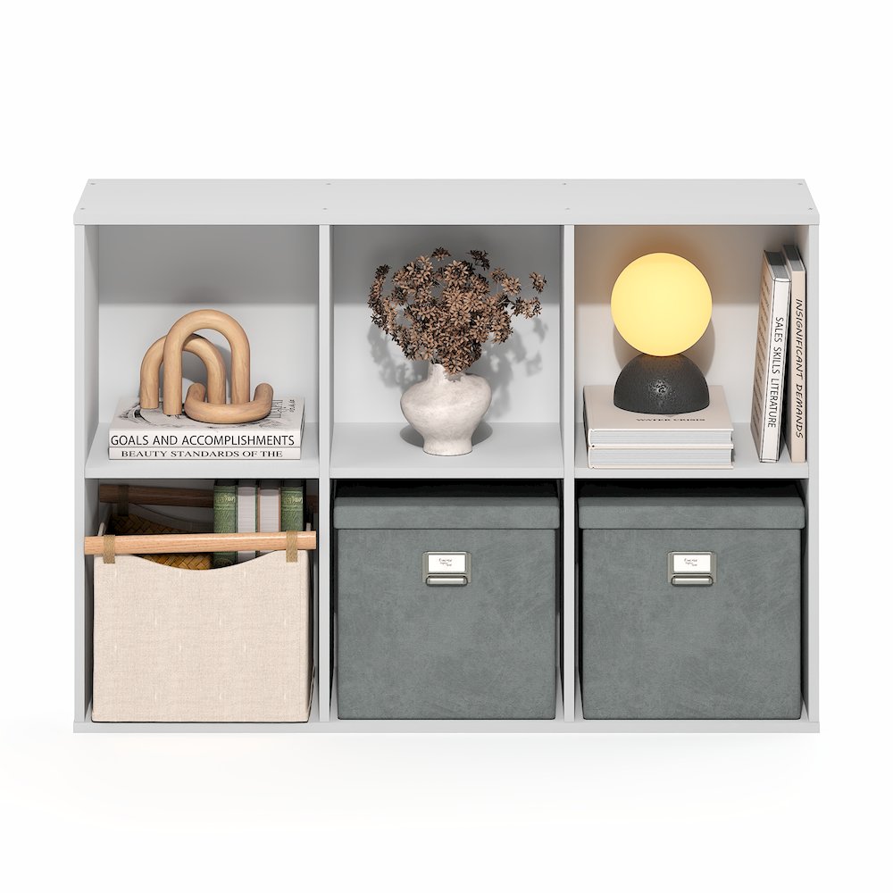 LUDER Book Shelf, 6-Cube Bookshelf, Bookcase with Open Shelves, White. Picture 8