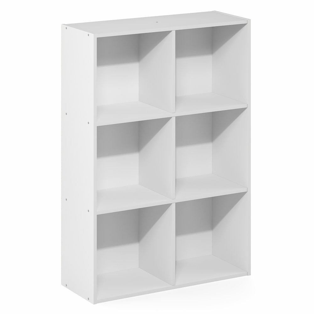 LUDER Book Shelf, 6-Cube Bookshelf, Bookcase with Open Shelves, White. Picture 1