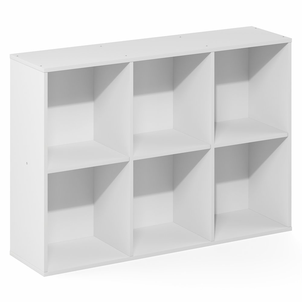 LUDER Book Shelf, 6-Cube Bookshelf, Bookcase with Open Shelves, White. Picture 4