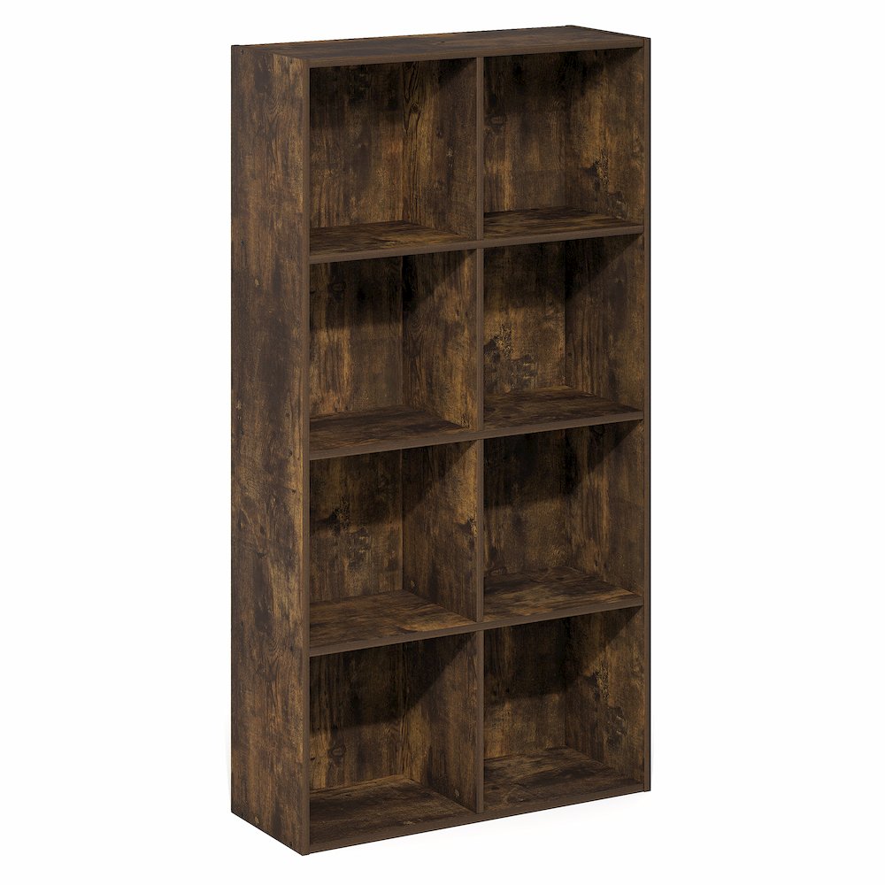 LUDER Book Shelf, 8-Cube Bookshelf, Bookcase with Open Shelves, Amber Pine. Picture 1