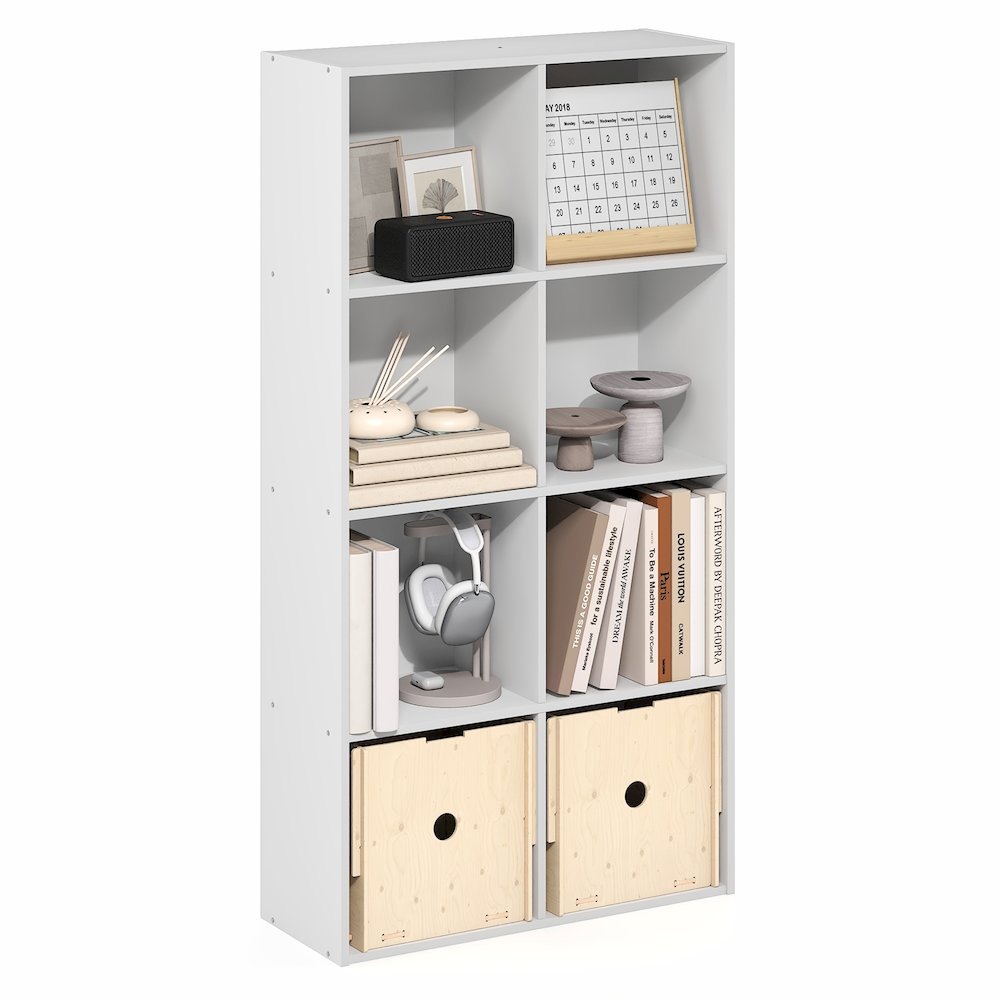 LUDER Book Shelf, 8-Cube Bookshelf, Bookcase with Open Shelves, White. Picture 5