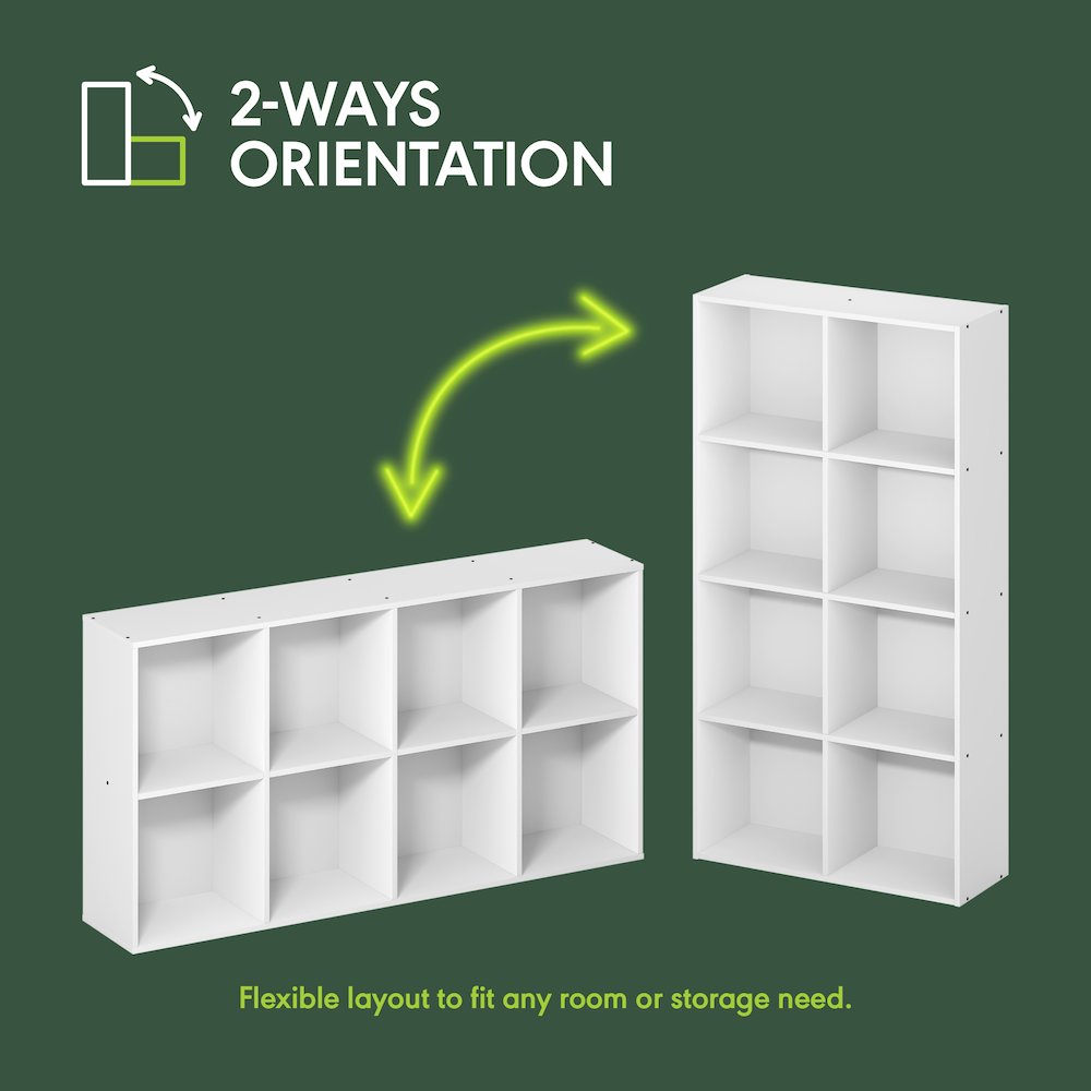 LUDER Book Shelf, 8-Cube Bookshelf, Bookcase with Open Shelves, White. Picture 6