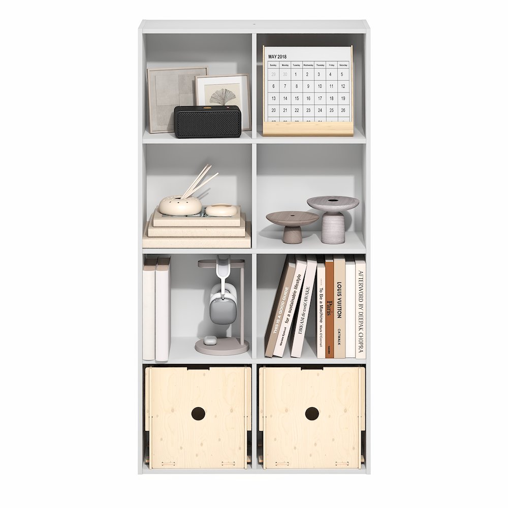 LUDER Book Shelf, 8-Cube Bookshelf, Bookcase with Open Shelves, White. Picture 8