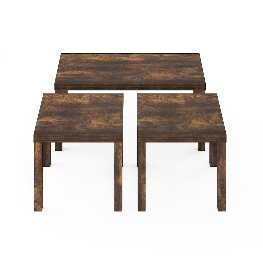 CLASSIC Living Room Table Set of 3, 1.8 Inch Thick Tabletop, Amber Pine. Picture 1