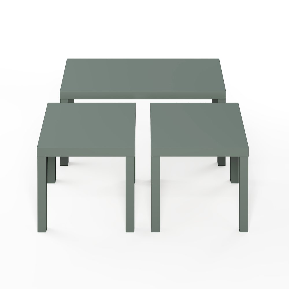 CLASSIC Living Room Table Set of 3, 1.8 Inch Thick Tabletop, Sage Green. Picture 1