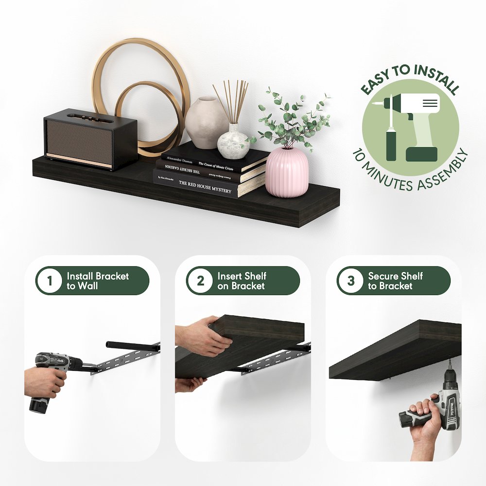 TANNA Floating Shelves for Wall Set of 2, 9 x 35 Wall Shelf. Picture 5