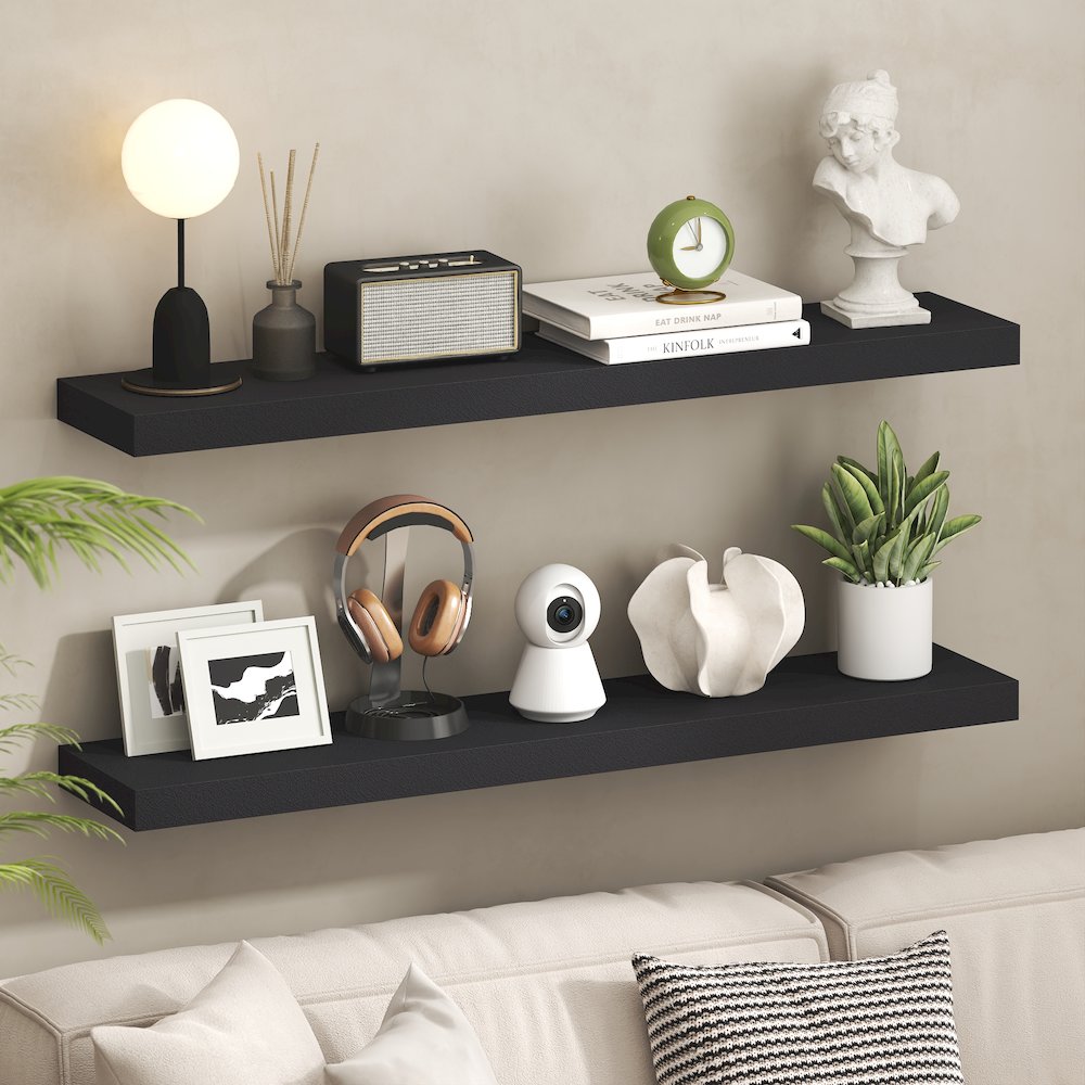 TANNA Floating Shelves for Wall Set of 2, 9 x 47 Wall Shelf. Picture 2
