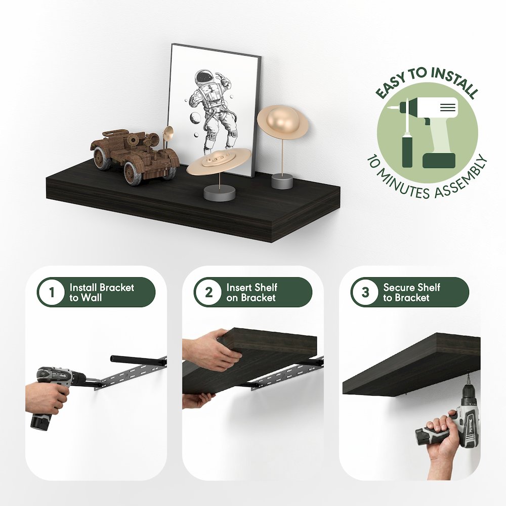 TANNA Floating Shelves for Wall Set of 2, 12 x 24 Wall Shelf. Picture 5