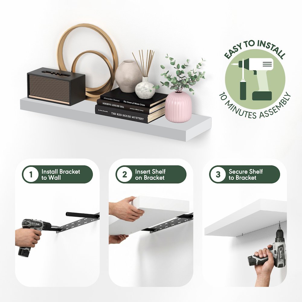 TANNA Floating Shelves for Wall Set of 2, 12 x 35 Wall Shelf. Picture 5