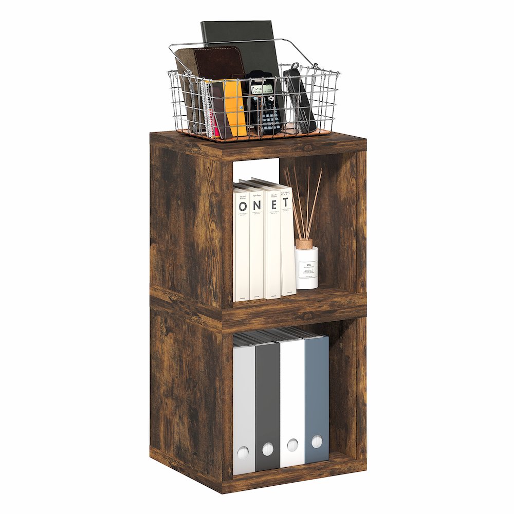 CUBICLE Book Shelf, Set of 2 Stackable Bookshelf,Cube Storage Organizer Bookcase. Picture 1