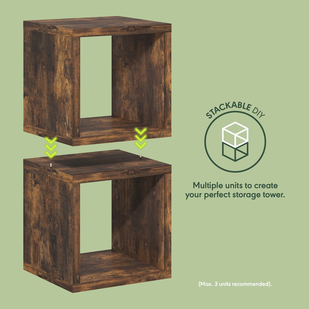 CUBICLE Book Shelf, Set of 2 Stackable Bookshelf,Cube Storage Organizer Bookcase. Picture 3