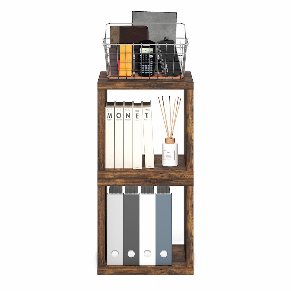 CUBICLE Book Shelf, Set of 2 Stackable Bookshelf,Cube Storage Organizer Bookcase. Picture 4