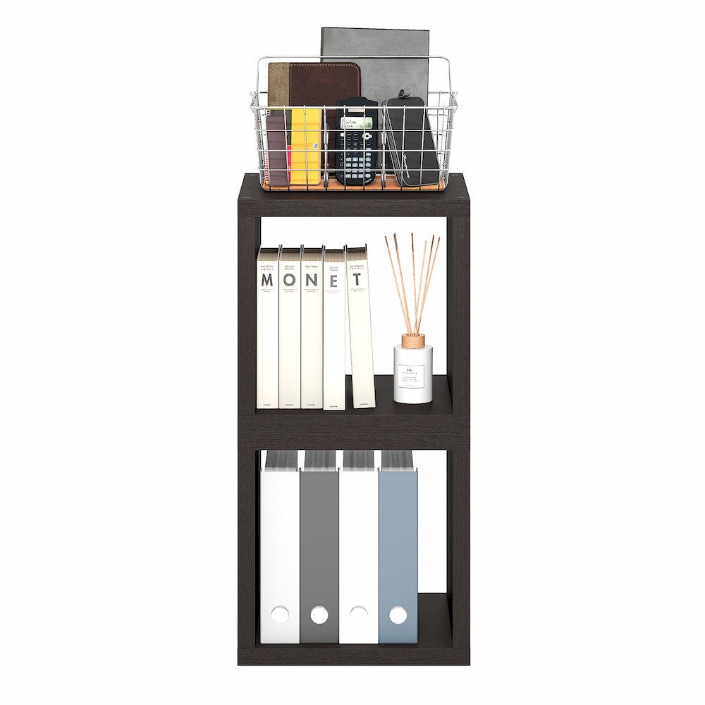 CUBICLE Book Shelf, Set of 2 Stackable Bookshelf,Cube Storage Organizer Bookcase. Picture 4