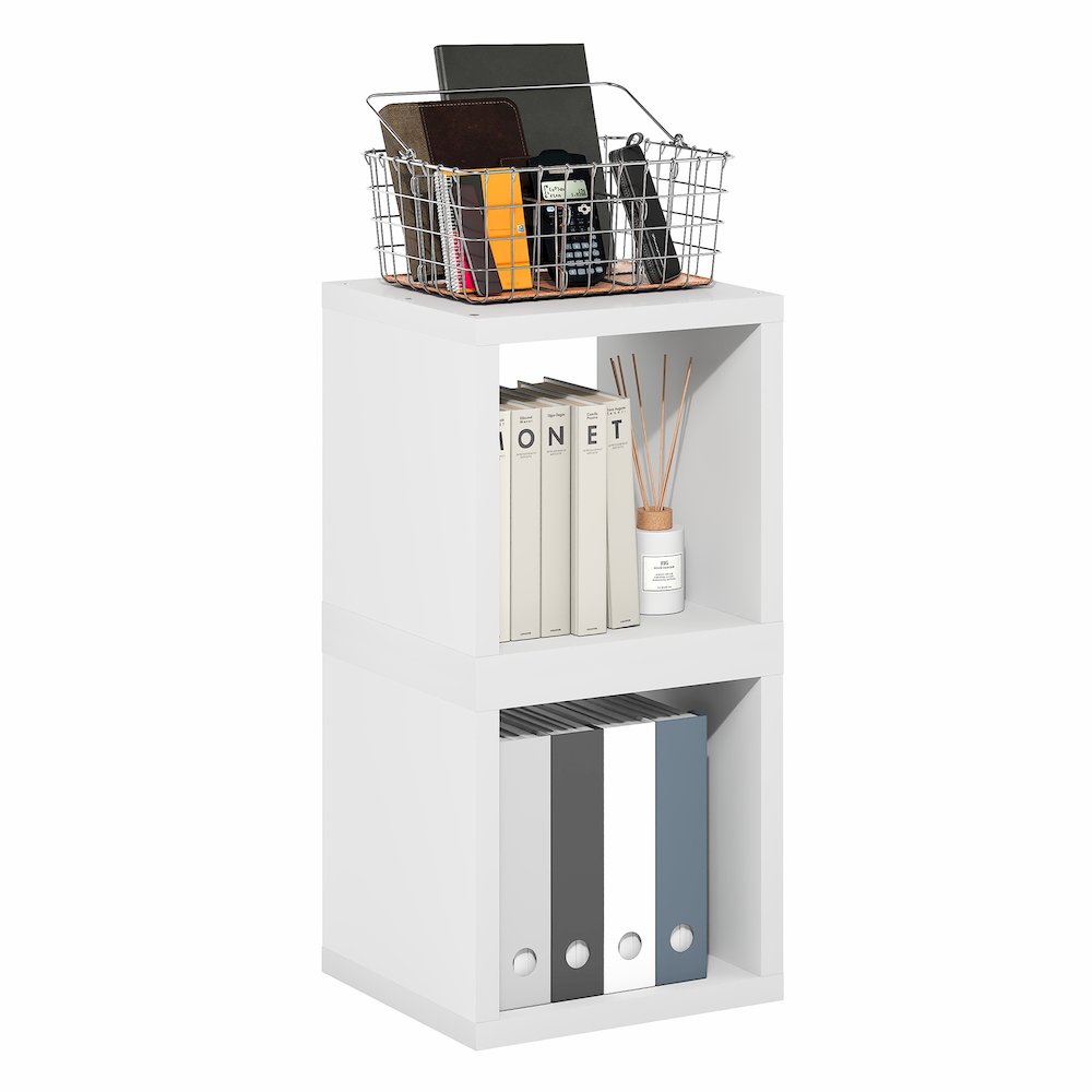 CUBICLE Book Shelf, Set of 2 Stackable Bookshelf,Cube Storage Organizer Bookcase. Picture 1