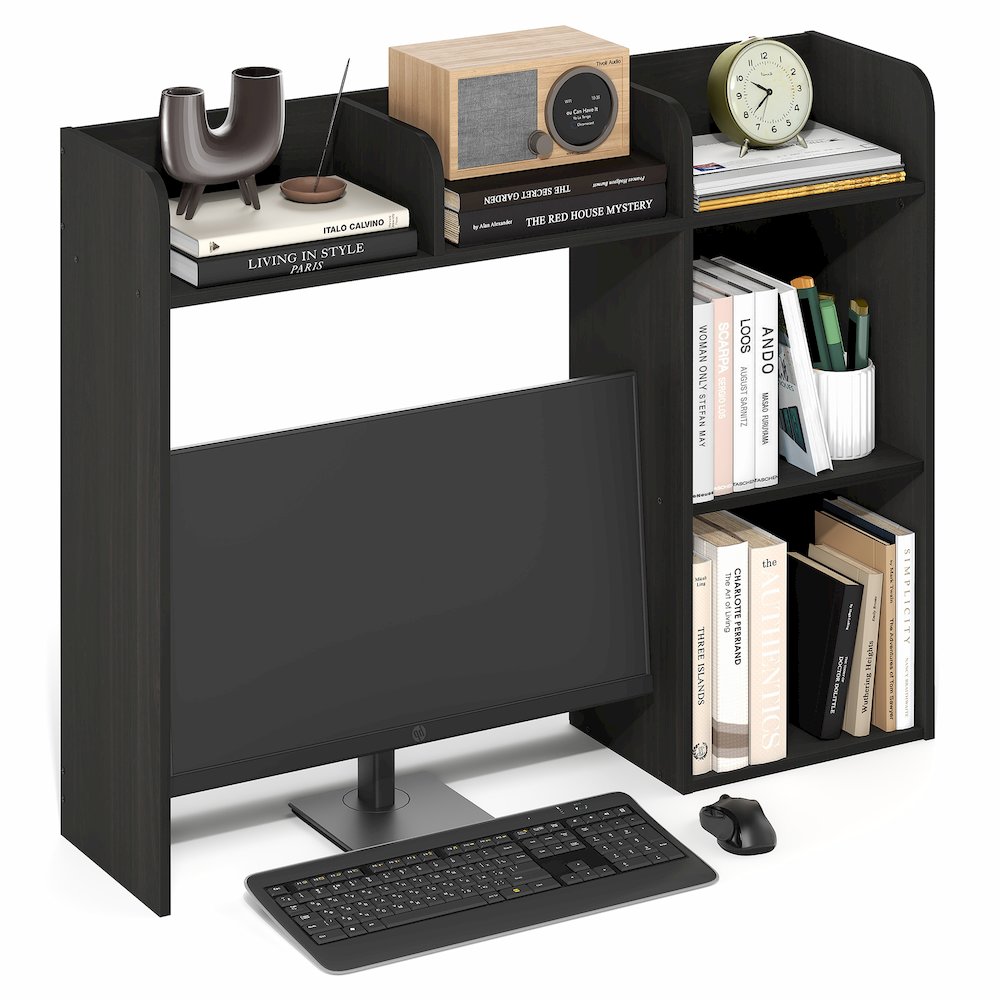 BASIC Desk Shelf, 5-Shelf Desktop Hutch, Espresso. Picture 4