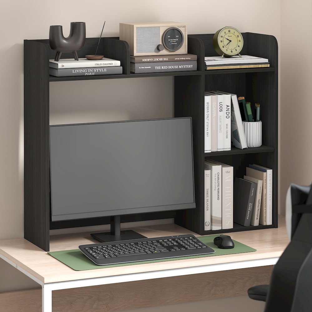 BASIC Desk Shelf, 5-Shelf Desktop Hutch, Espresso. Picture 2