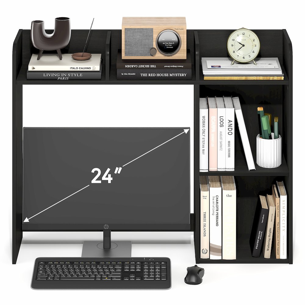 BASIC Desk Shelf, 5-Shelf Desktop Hutch, Espresso. Picture 7