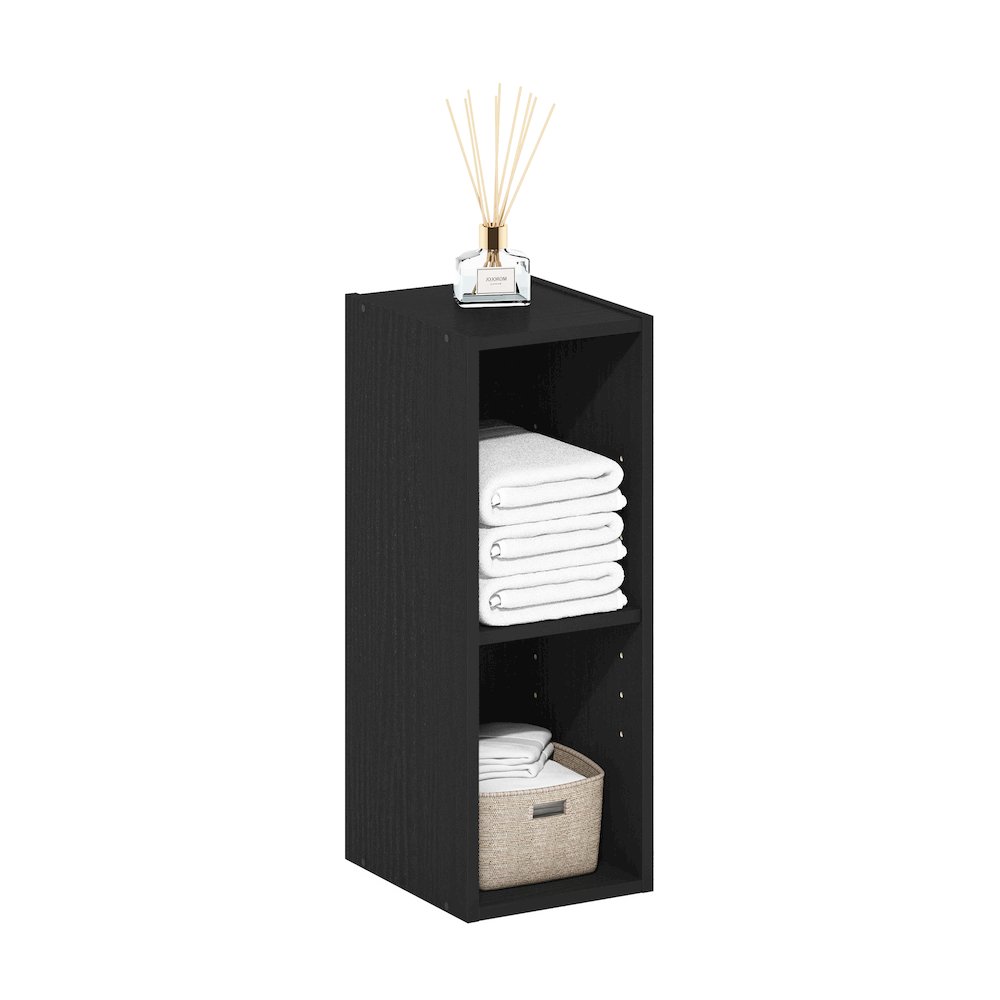 FULDA Book Shelf, 2-Tier Narrow Storage Cabinet, Blackwood. Picture 4