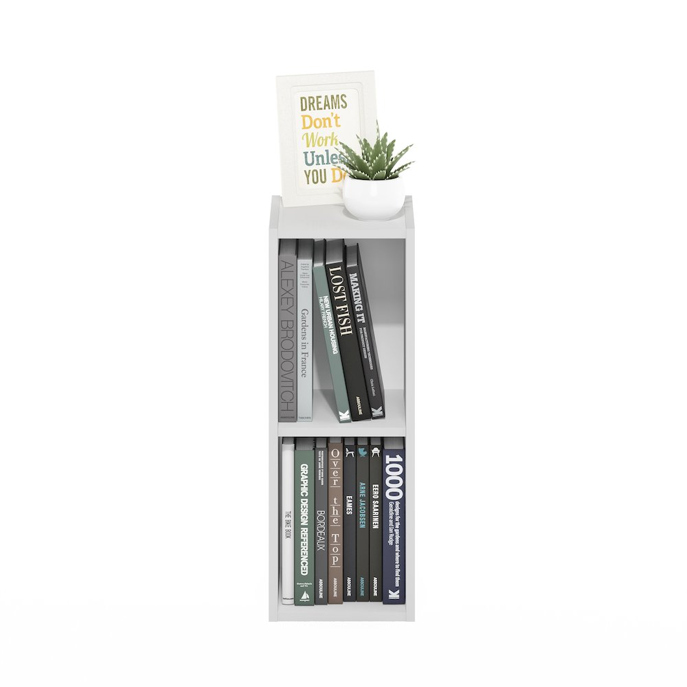 FULDA Book Shelf, 2-Tier Narrow Storage Cabinet, White. Picture 7